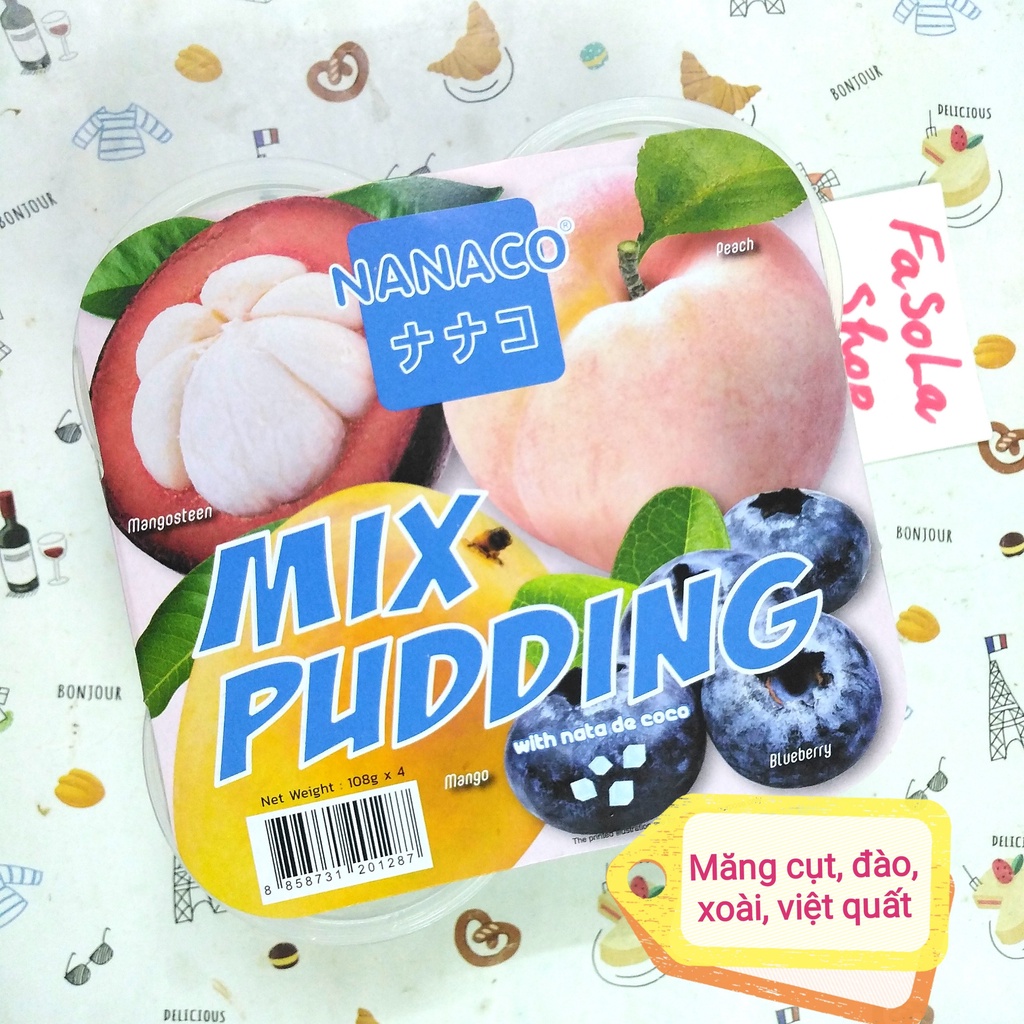 Thạch rau câu NANACO Thái Lan hoa quả trái cây trẻ em ăn vặt pudding nata de coco