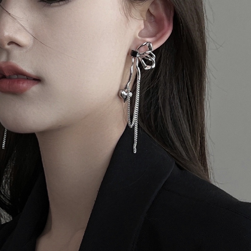 Khuyên Tai Tua Rua Hình Bướm Trái Tim Kim Cương Phong Cách hip hop Âu Mỹ Cho Nữ