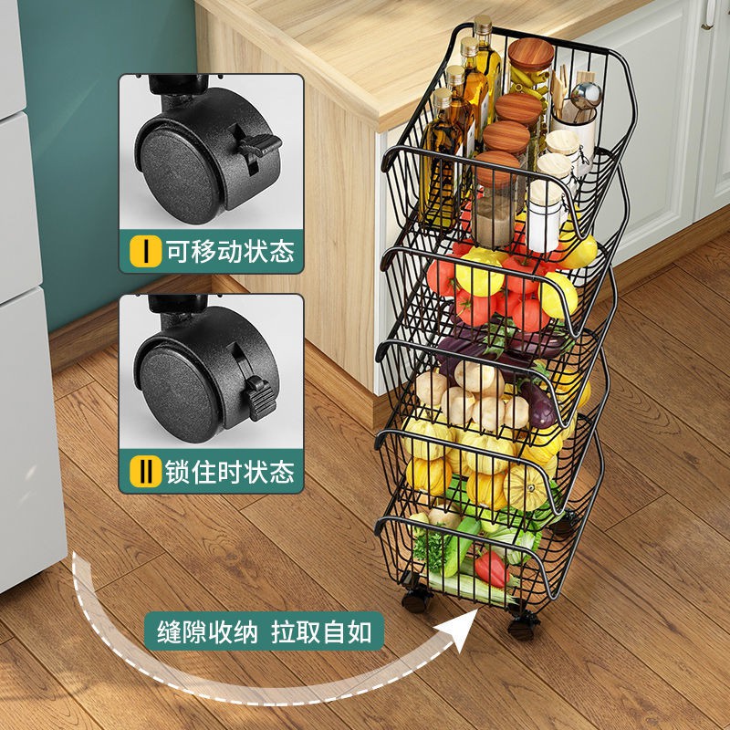 Kệ nhà bếp tầng nhiều Giỏ đựng rau củ quả đa chức năng gia đình lưu trữ di động | BigBuy360 - bigbuy360.vn