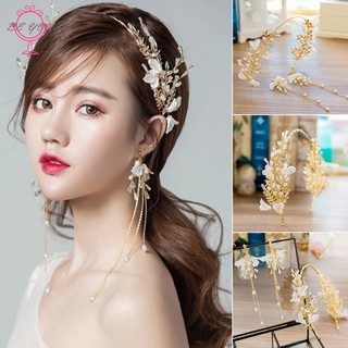 Set vương miện và khuyên tai đính đá pha lê thanh lịch dành cho cô dâu