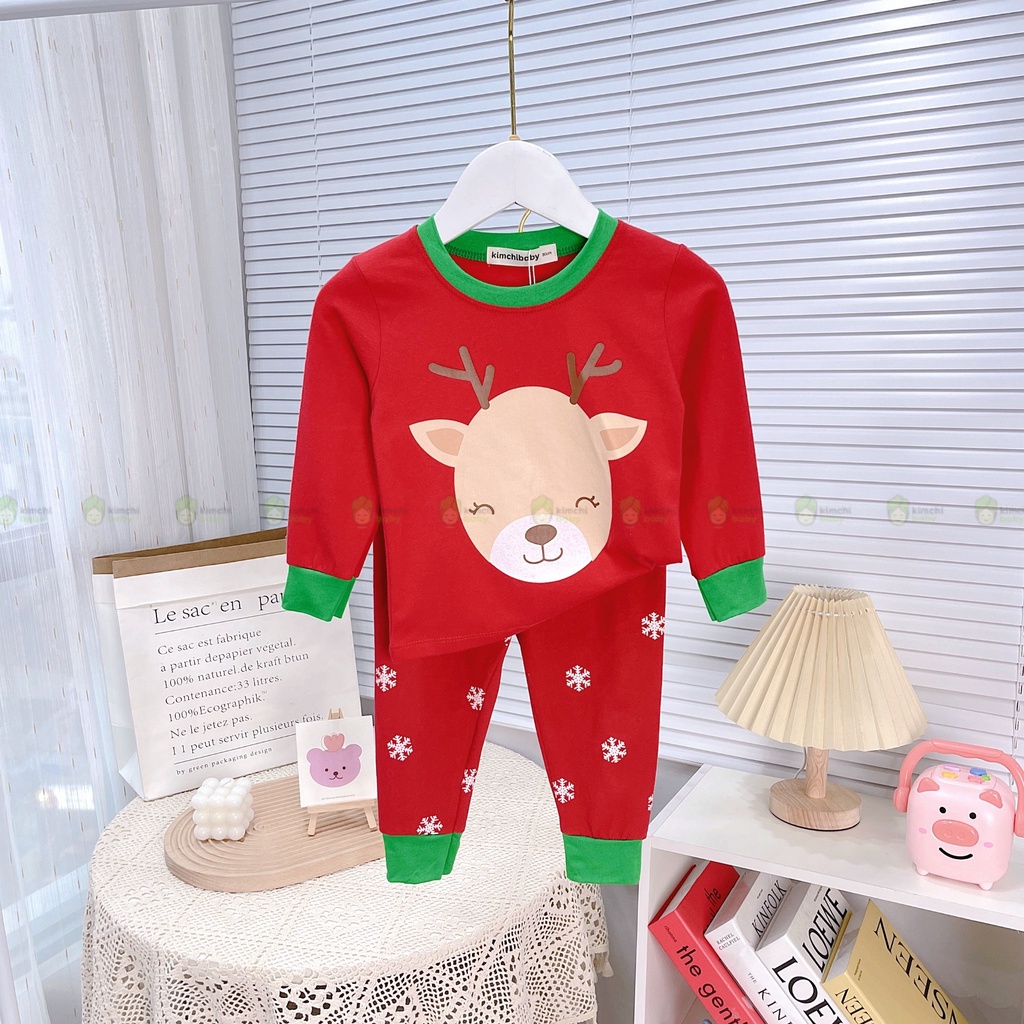[SALE] Bộ Giáng Sinh Cho Bé Trai, Bé Gái KIMCHIBABY Vải Cotton 100%, Đồ Bộ Cho Bé Noel 2021 KWTD2114