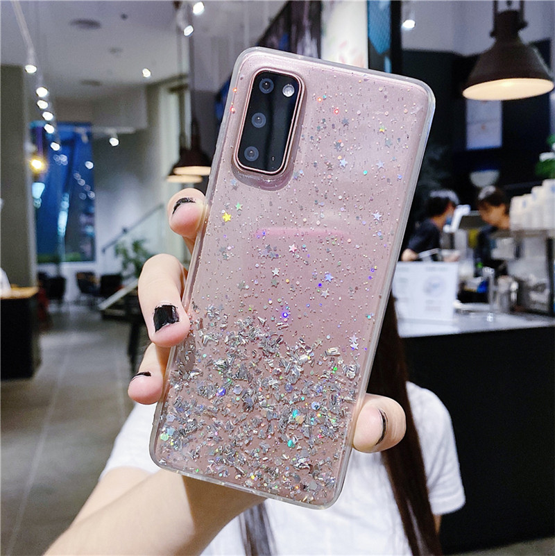 Ốp điện thoại mềm phối kim tuyến thích hợp cho samsung galaxy s21 ultra s20 plus s10 s20 fe