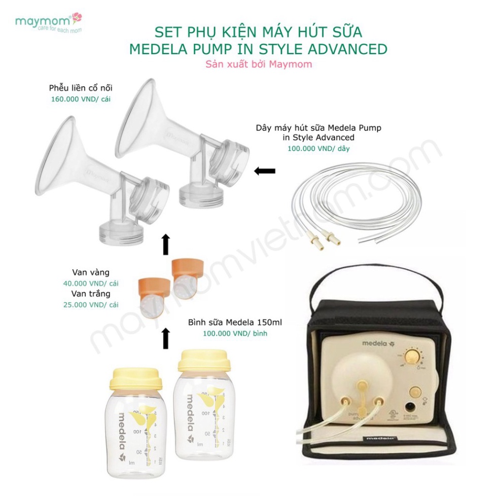 Phụ Kiện Máy Hút Sữa tương thích với Máy Pump do Maymom Sản Xuất (Có bình- không dây )