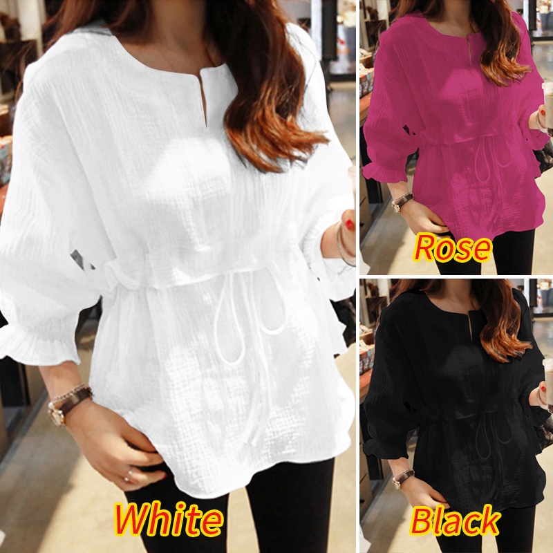 Áo ZANZEA cổ chữ V tay 3/4 có độ đàn hồi hợp thời trang cho nữ