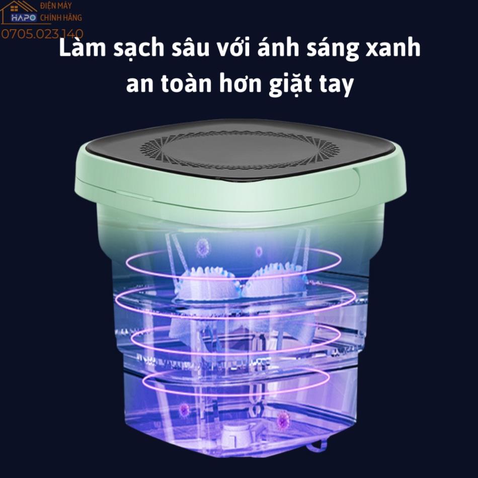 Máy giặt mini cá nhân Hapo, vắt khô, khử khuẩn bằng công nghệ Blue Ag, Máy Giặt Gấp Gọn Siêu Bền Tiện Lợi
