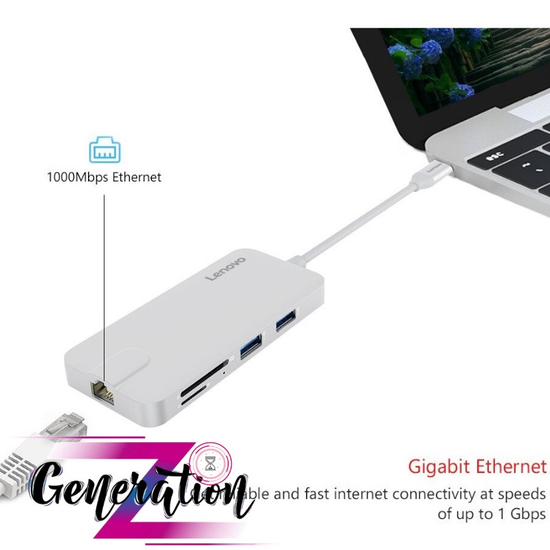 BỘ CHUYỂN TYPE-C RA 2 USB 3.0 + USB 2.0 + HDMI + LAN + TF/SD LENOVO (C106SL) - (C106GY)