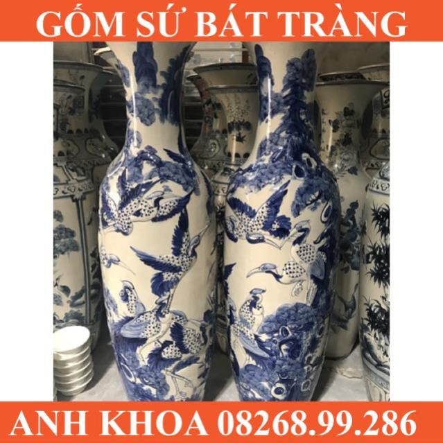 Đôi lọ lộc bình nổi men xanh 140cm Bát Tràng - Gốm sứ Bát Tràng Anh Khoa