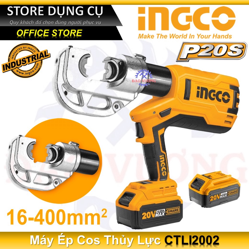 16-400mm² Máy ép COS thủy lực dùng pin Lithium 20V INGCO CTLI2002