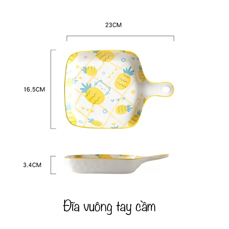 Bộ bát đĩa decor hoạ tiết dứa sang chảnh