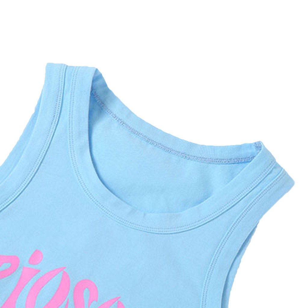 Áo Croptop Sát Nách Cổ Tròn In Chữ Thời Trang Mùa Hè Cho Nữ