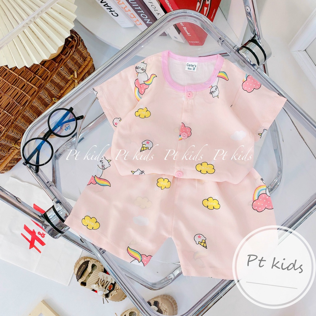 SET 5 BỘ CỘC LANH LỤA CHO BÉ GÁI 3 ĐẾN 9KG