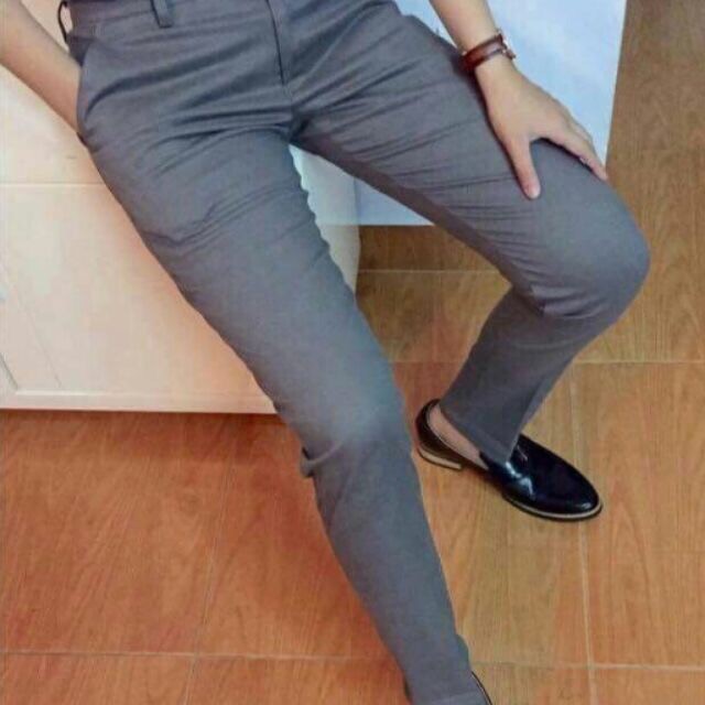 Quần âu nam, quần tây nam cao cấp Hàn Quốc dáng ôm, chuẩn vải lụa co giãn không nhăn(Ghi Đậm)