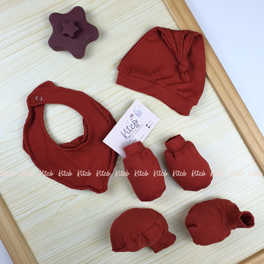 Cookie - Phụ kiện sơ sinh mũ, yếm, bao tay chân chất cotton tăm mềm mại cho bé