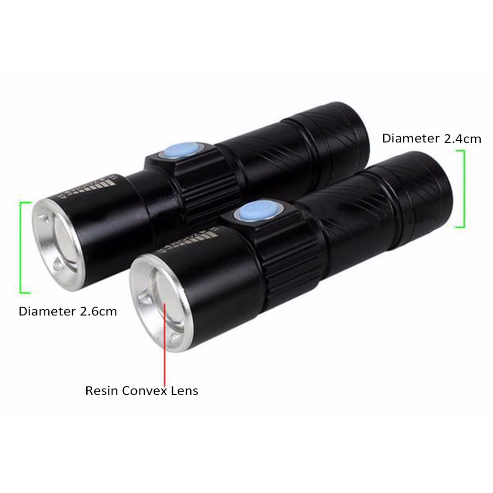 Đèn pin led mini USB hợp kim nhôm siêu sáng, có thể sạc lại