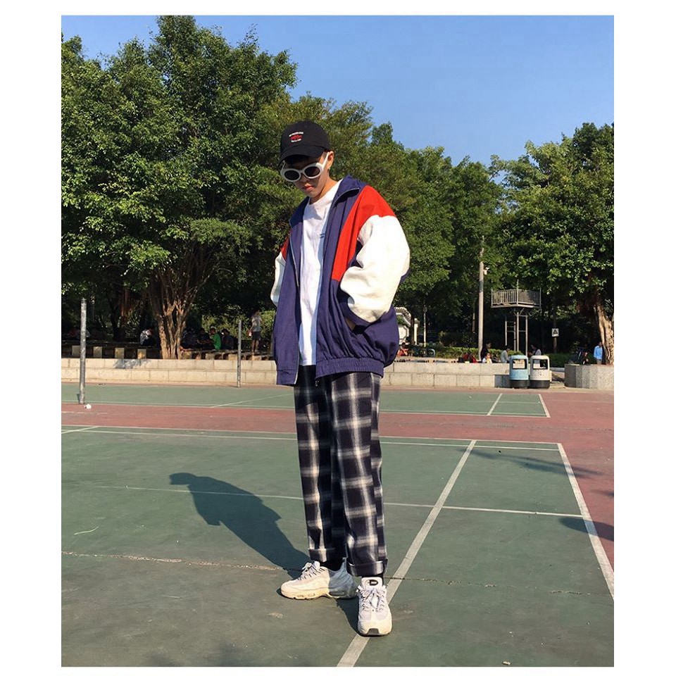 Quần kẻ sọc caro nam nữ đen, đỏ dáng suông phong cách Hàn Quốc quần cá tính | BigBuy360 - bigbuy360.vn