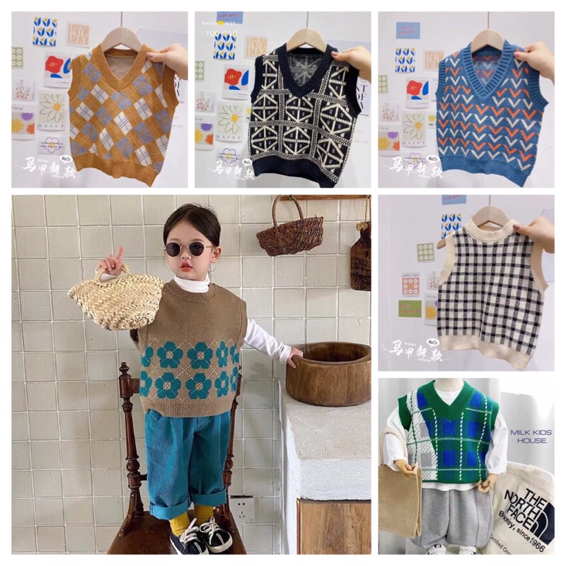 Áo len gile bé gái 20-45kg