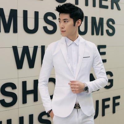 Set Đồ Công Sở 2 Món Gồm Áo Khoác Blazer + Quần Dài + Áo Khoác Vest Màu Trắng Cài Nút Lịch Lãm Cho Nam