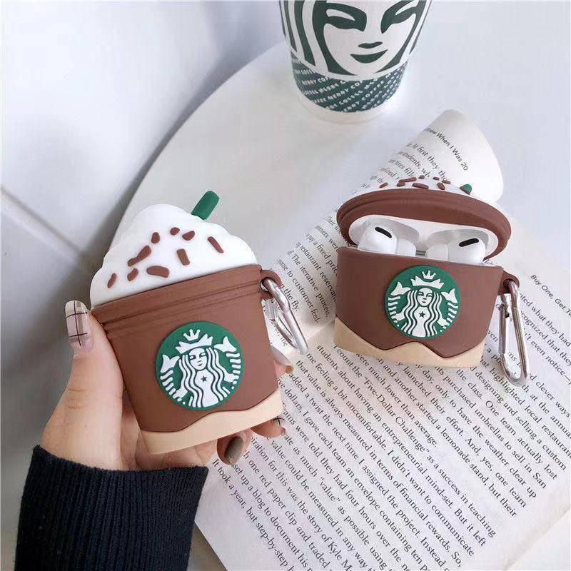Vỏ Bảo Vệ Hộp Sạc Tai Nghe airpods 1 2 Pro Apple iPhone Bằng Silicon Họa Tiết Starbucks Ốp
