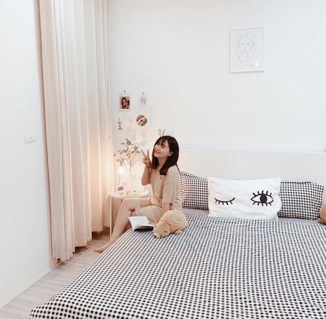 [FREESHIP] Bộ chăn ga poly cotton: caro đen trắng | BigBuy360 - bigbuy360.vn