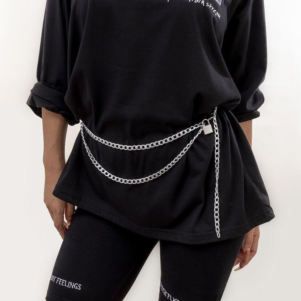 Thắt Lưng Dây Xích Hai Lớp Phong Cách Punk Đơn Giản Dễ Phối Đồ