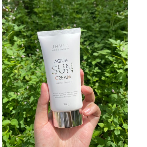 Kem chống nắng trắng da cao cấp Javin Tiara Aqua Sun Cream SPF 50+/PA Hàn 70ml/Tuýp Và 1 gói tẩy da chết Beauskin 3g/gói