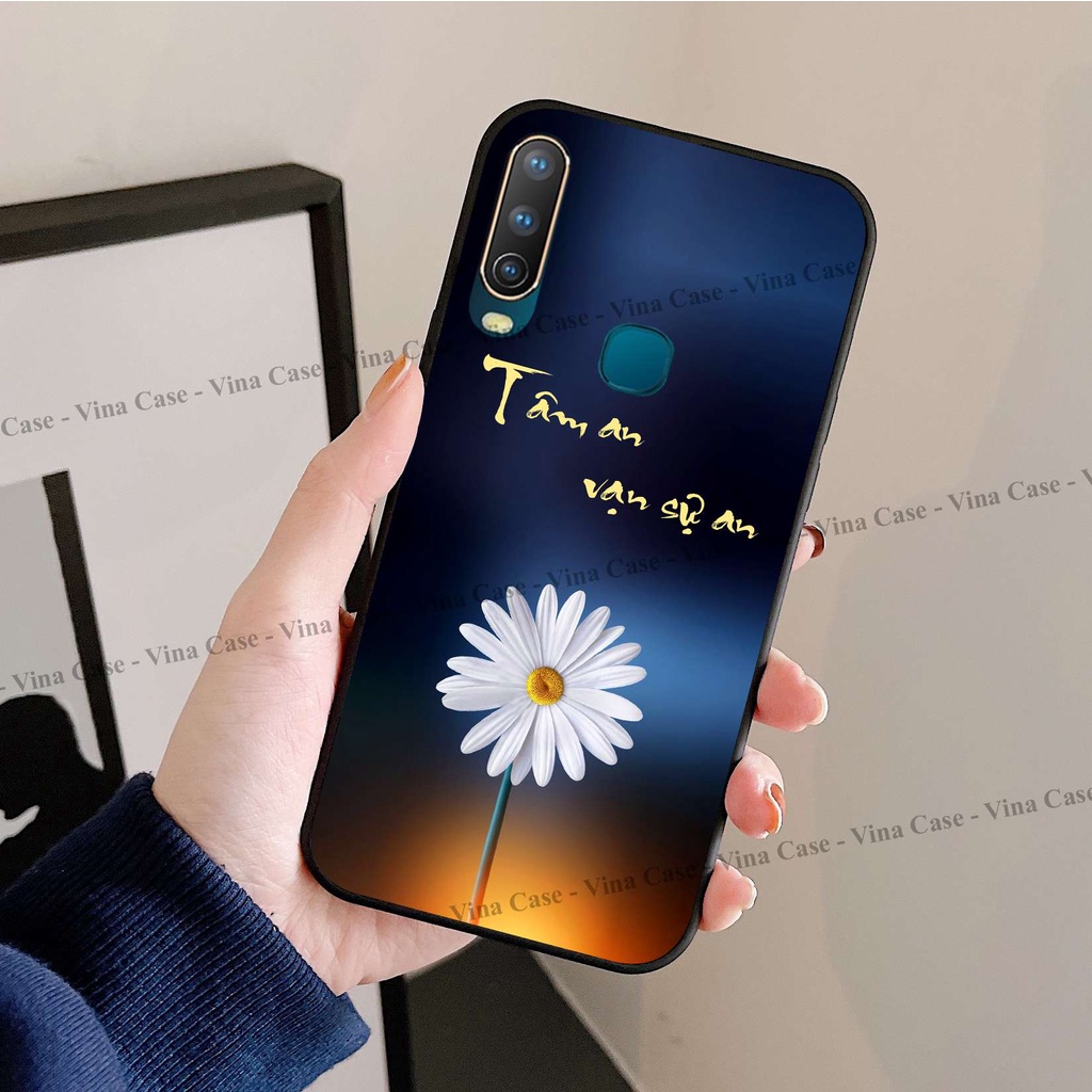 Ốp kính Vivo U10 - Y12 - Y15 - Y17 - Y11 - Y19 - Y15s - Y85 - Y91 in hình hoa sen tâm an chất liệu kính sáng bóng