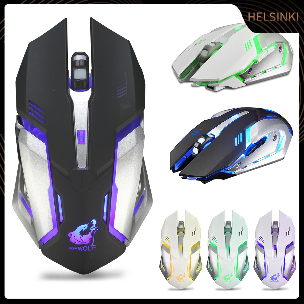 Chuột Quang Gaming Hel + X7 Không Dây Có Đèn Led 7 Màu, Có Thể Sạc Lại Được