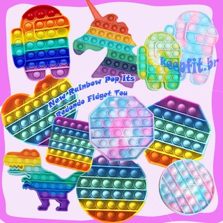 Ready Stock Đồ chơi ấn bong bóng màu cầu vồng vui nhộn /Hình tròn Màu sắc ầu vồng Board Game Pop it Push bubble Fidget Toy đồ chơi giáo dục stress relief , Rainbow Đồ chơi bóp bong bóng giải tỏa căng thẳng