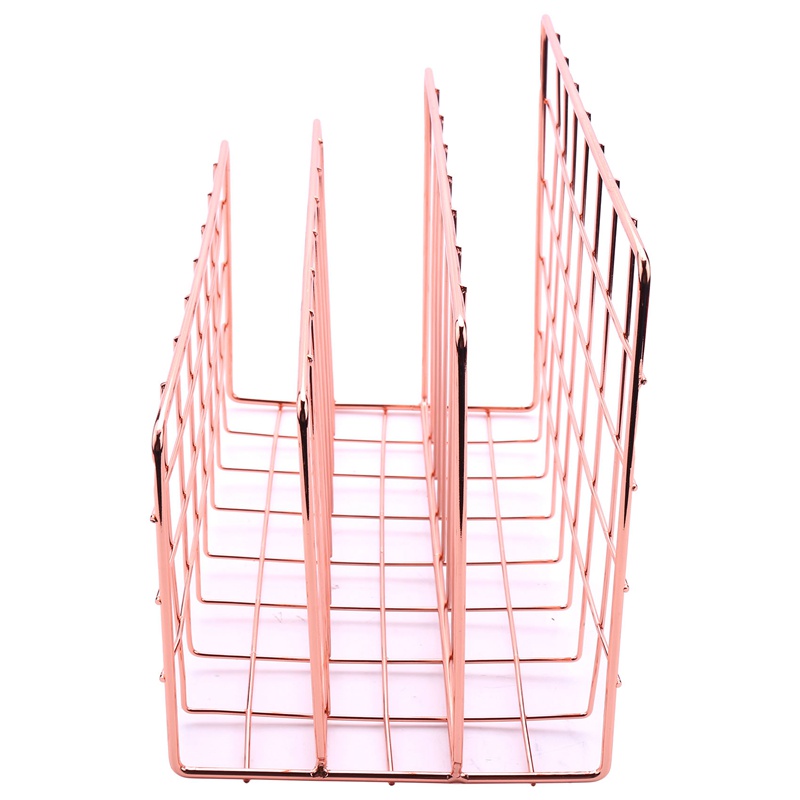 Túi Đựng Thư Để Bàn 3 Ngăn Bằng Kim Loại Màu Vàng Hồng