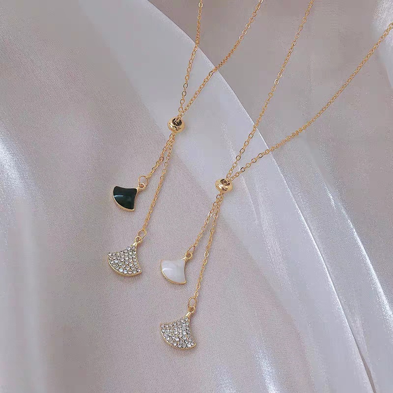 Vòng cổ mặt hình quạt đính đá sang trọng cho nữ