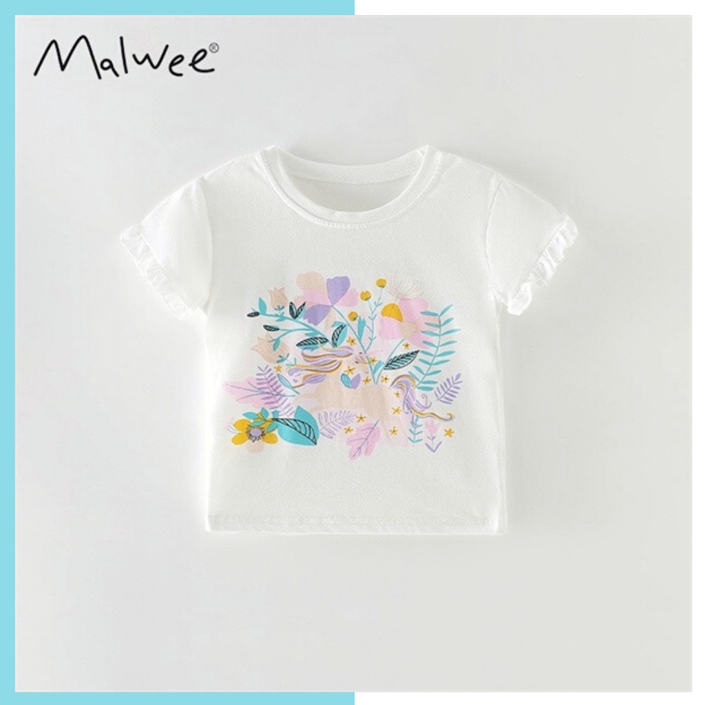 Áo thun hè cotton Malwee trắng ngựa pony hoa MW7219 cho bé gái 2-8 tuổi Mẫu mới 2022 - Little Maven Official Store