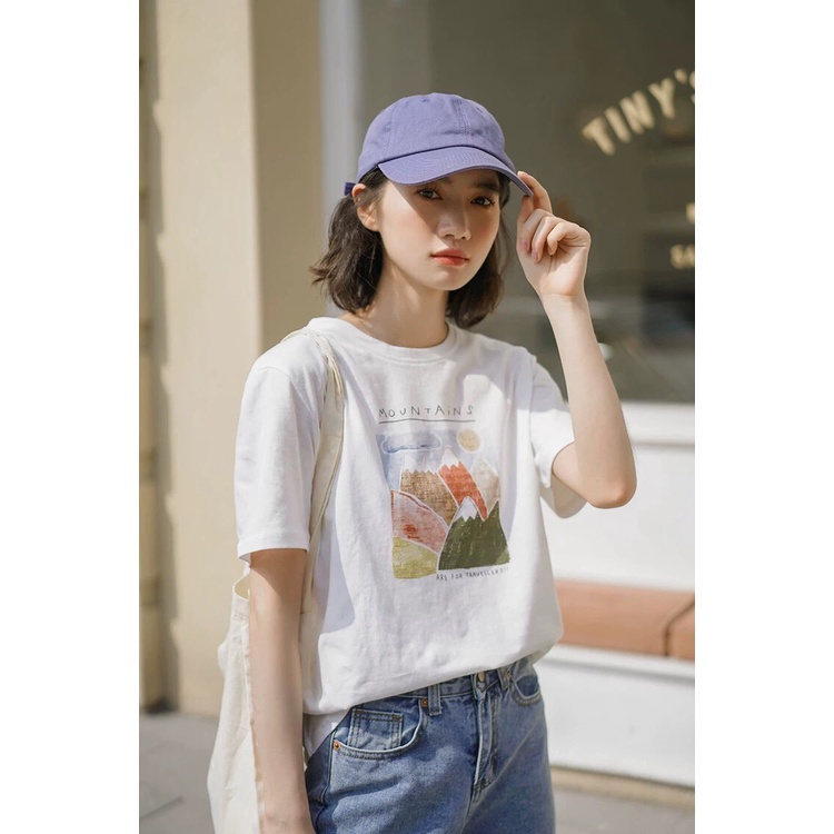 Áo Phông Nữ Hình Mountains Áo Thun Form Rộng chất vải Cotton Thoáng Mát, Mềm Mịn, Thấm Hút Mồ Hôi - Seolafashion