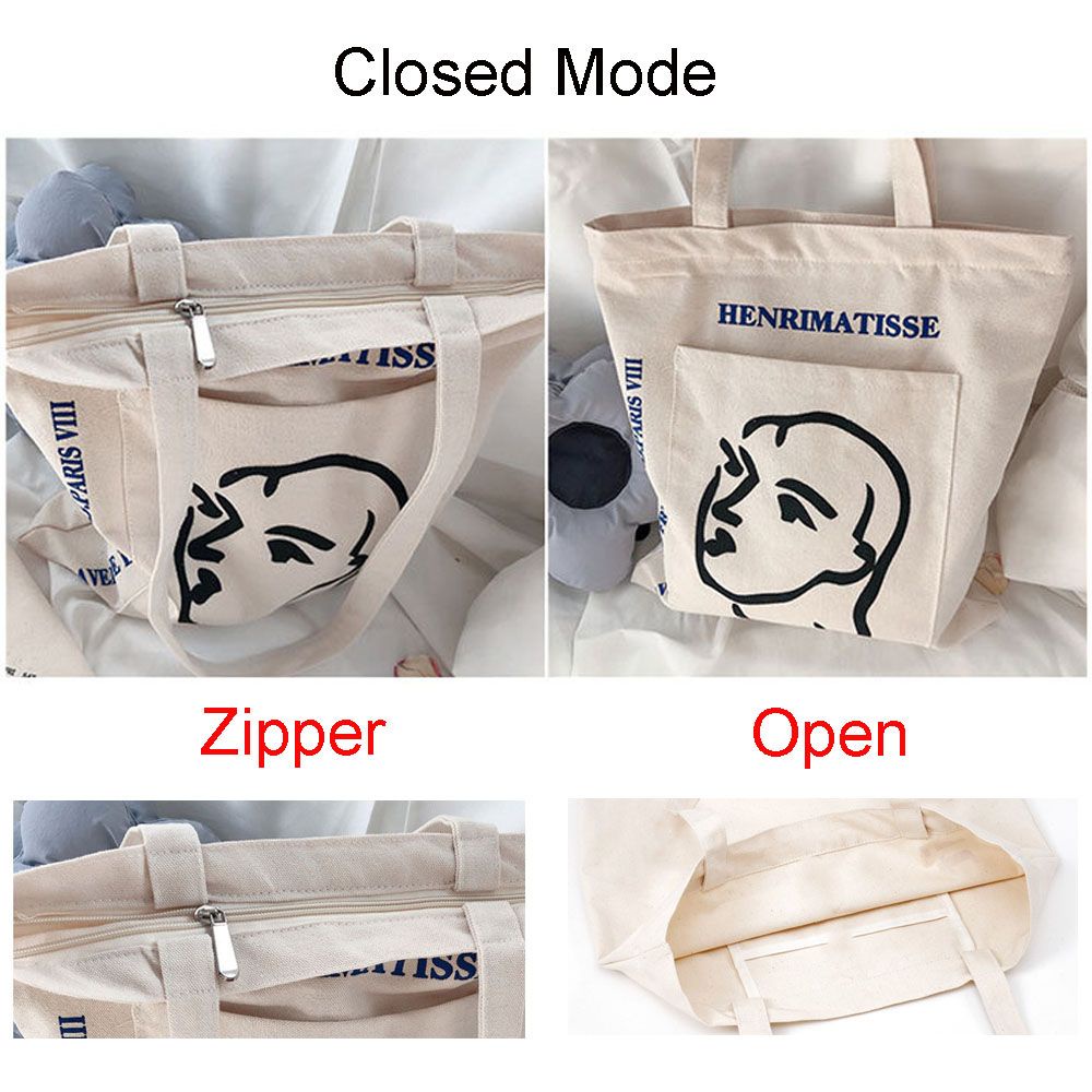 Túi xách canvas có khóa kéo thời trang xuân thu MIHAN1 cho nữ