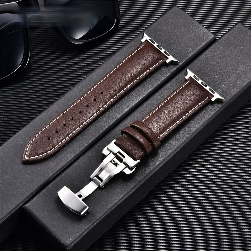 Dây đeo bằng da thật thích hợp cho đồng hồ Apple Watch 6 5 4 3 2 1 kích thước 44mm-42mm/ 38mm-40mm
