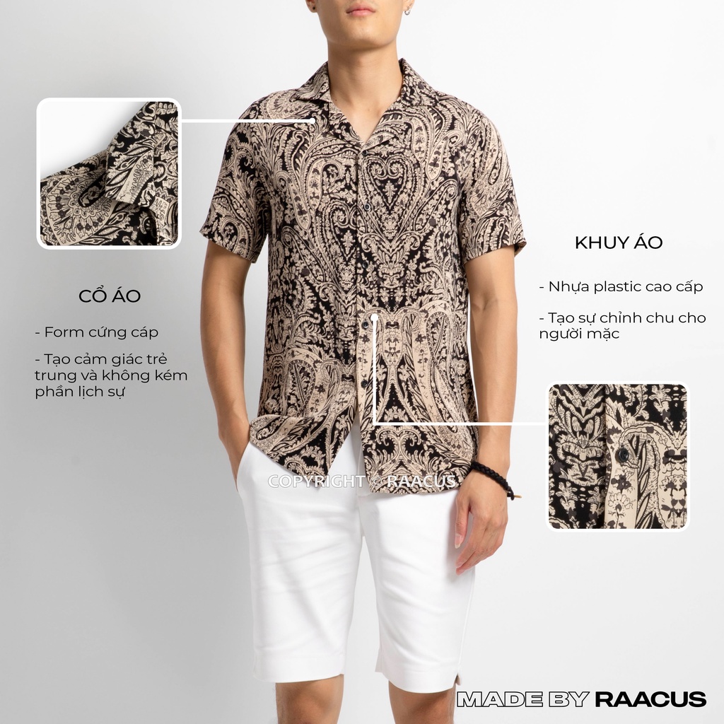 Áo sơ mi nam ngắn tay họa tiết cổ vest Hàn Quốc RAACUSSTORE, sơ mi nam công sở chất lụa tuyết cao cấp- A692 | BigBuy360 - bigbuy360.vn