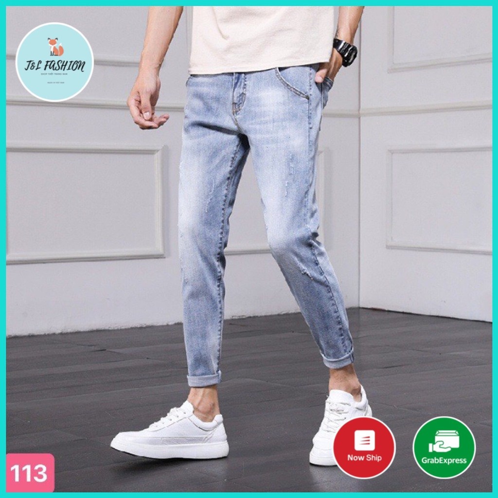 Quần Jean Nam Màu Xanh Co Giãn Phong Cách Thời Trang Hàn Quốc Cao Cấp T&L store ms113
