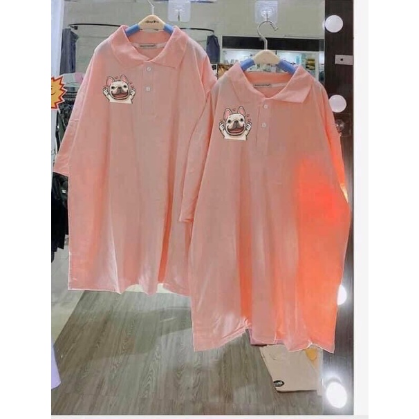 Áo Polo Thêu Hình Cô Bé - Polo tay lỡ form rộng Unisex 38-70kg Nam Nữ