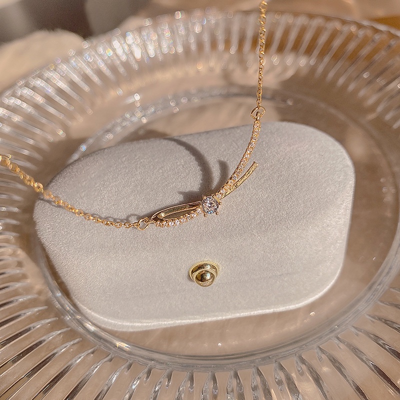 Vòng cổ Mặt Nơ Đính Đá zircon Thời Trang Cho Nữ