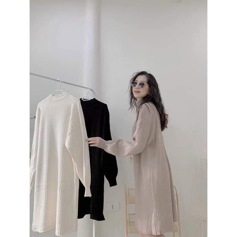 Váy len tăm dáng xuông tay bồng freesize chất dày dặn | BigBuy360 - bigbuy360.vn