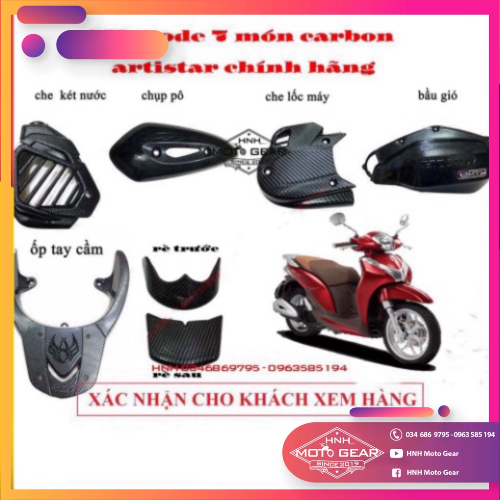 Bộ Ốp Carbon 7 Món Carbon Cho SH Mode Chính Hãng Artista