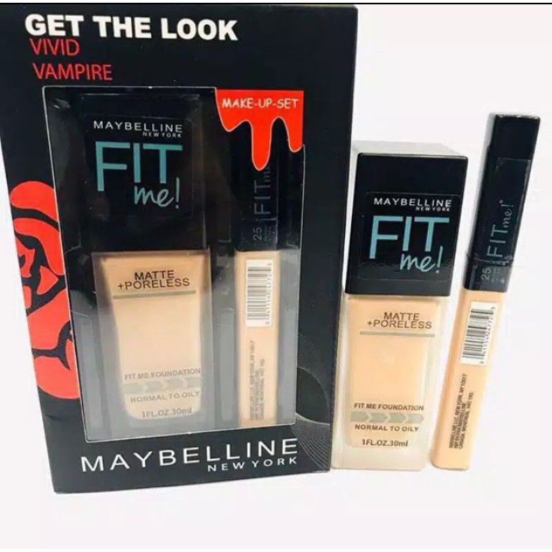 (Hàng Mới Về) Set Kem Che Khuyết Điểm Maybelline Fit Me + Kem Nền Che Phủ Lỗ Chân Lông