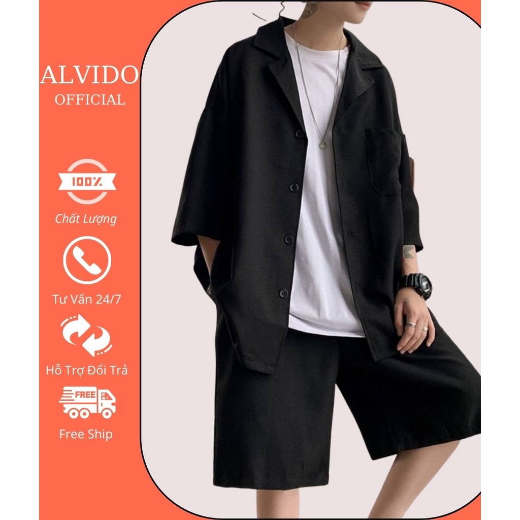SÉT BLAZER NAM ALVIDO-blazer nam hè thu-form dáng unisex phong cách ullzang SC03