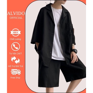 SÉT BLAZER NAM ALVIDO-blazer nam hè thu-form dáng unisex phong cách ullzang SC03