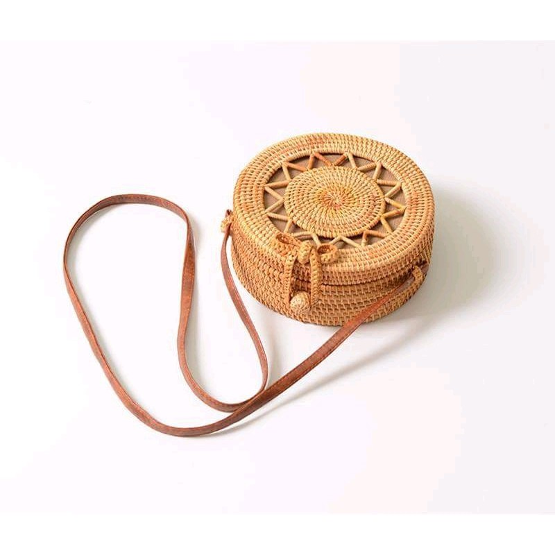 Túi Mây Tre Đan , Mặt Hoa Nhiều Loại , Kích Thước 20x8cm