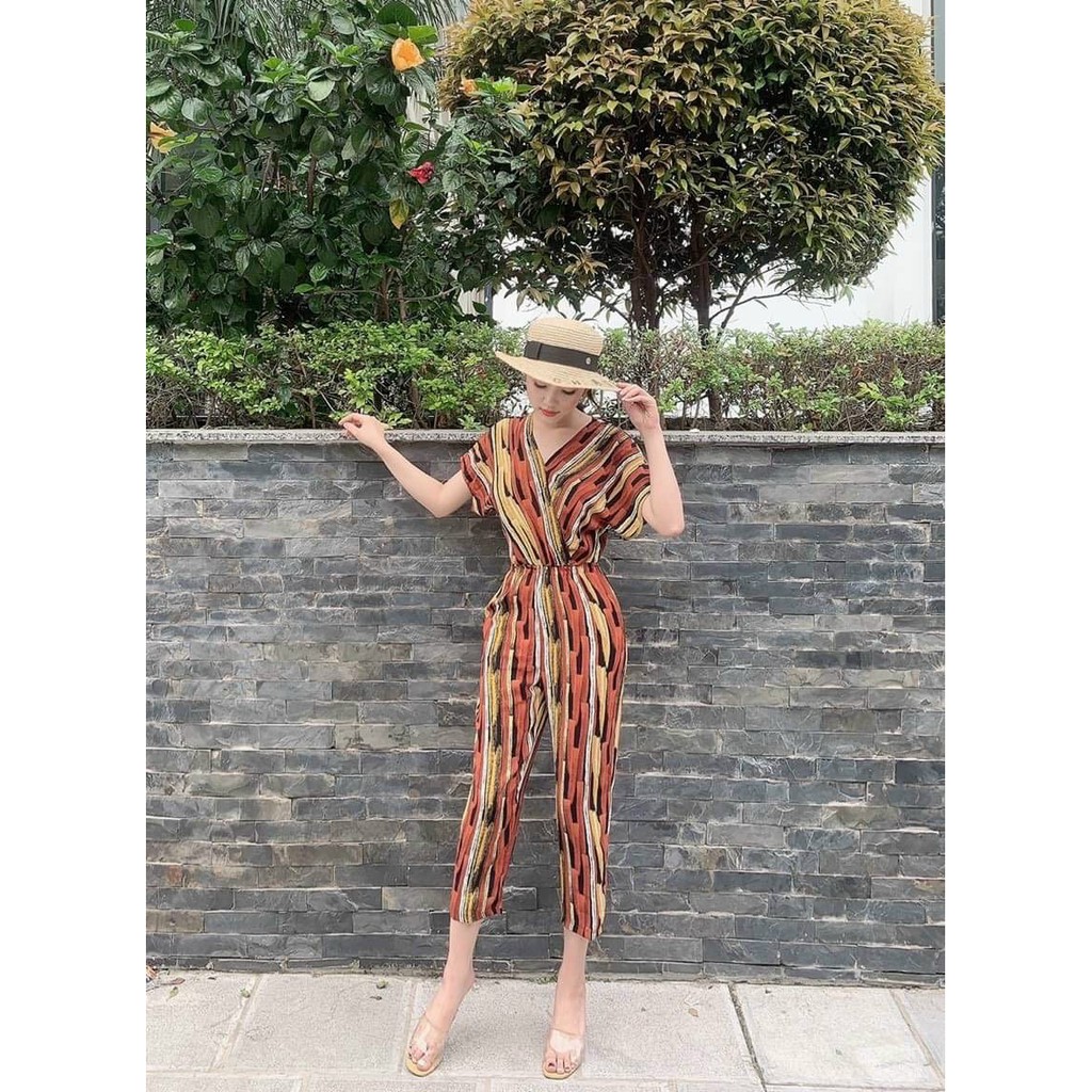 Jumpsuit Dài Hoa Tiết Ống Suông Tôn Dáng, Jumsuit Thiết Kế cao cấp