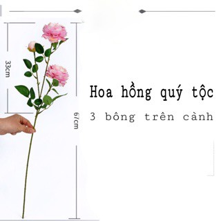 Hoa Hồng Quý Tộc Cao Cấp 1 Cành 3 Bông Lớn- Hoa giả siêu bền đẹp