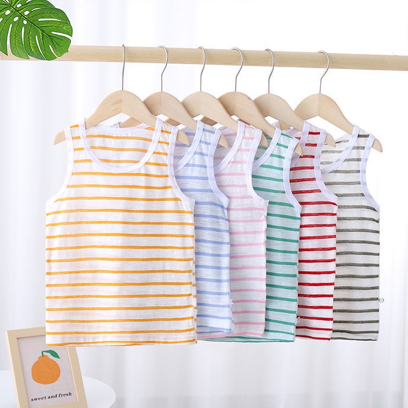 Set 5 áo ba lỗ kẻ cho bé