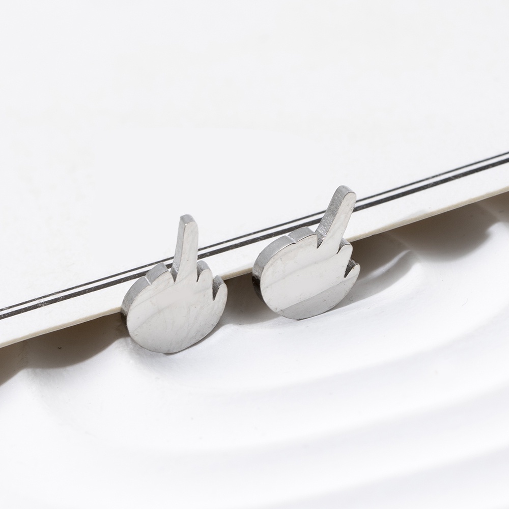 1 đôi bông tai hình ngón tay mini phong cách punk thời trang cho nam và nữ