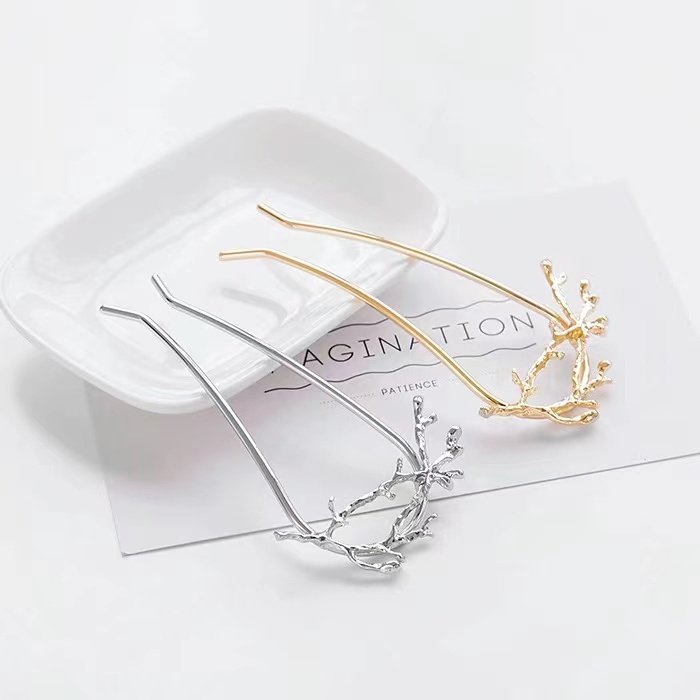 Trâm cài tóc hình chữ U đính đá và ngọc trai thanh lịch tùy chọn màu sắc