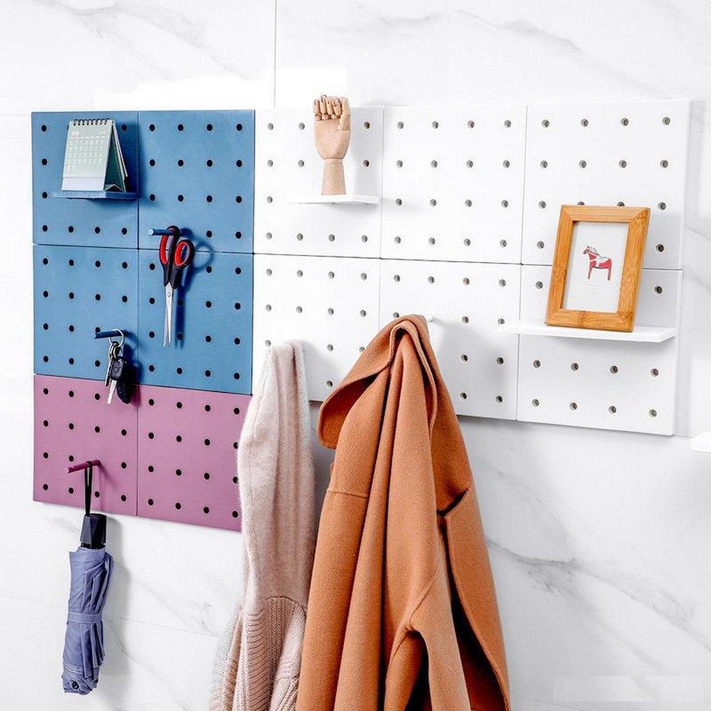 Kệ Giá Treo Dán Tường, Bảng Pegboard Trang Trí Treo Dụng Cụ Bằng Nhựa Đa Năng